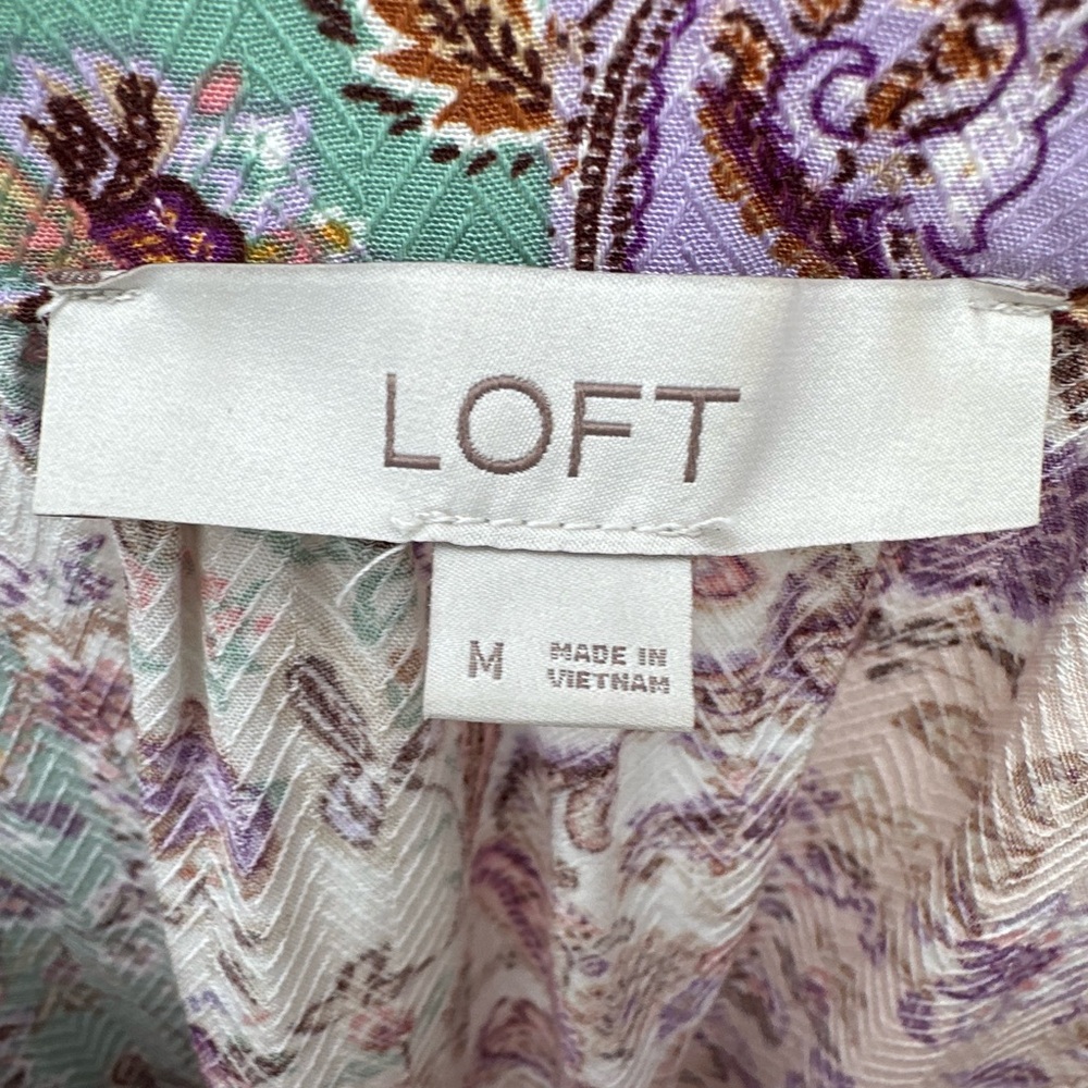 LOFT Lavender, Mint & Cream Floral Patchwork Blouse- Medium- - Picture 2 of 13